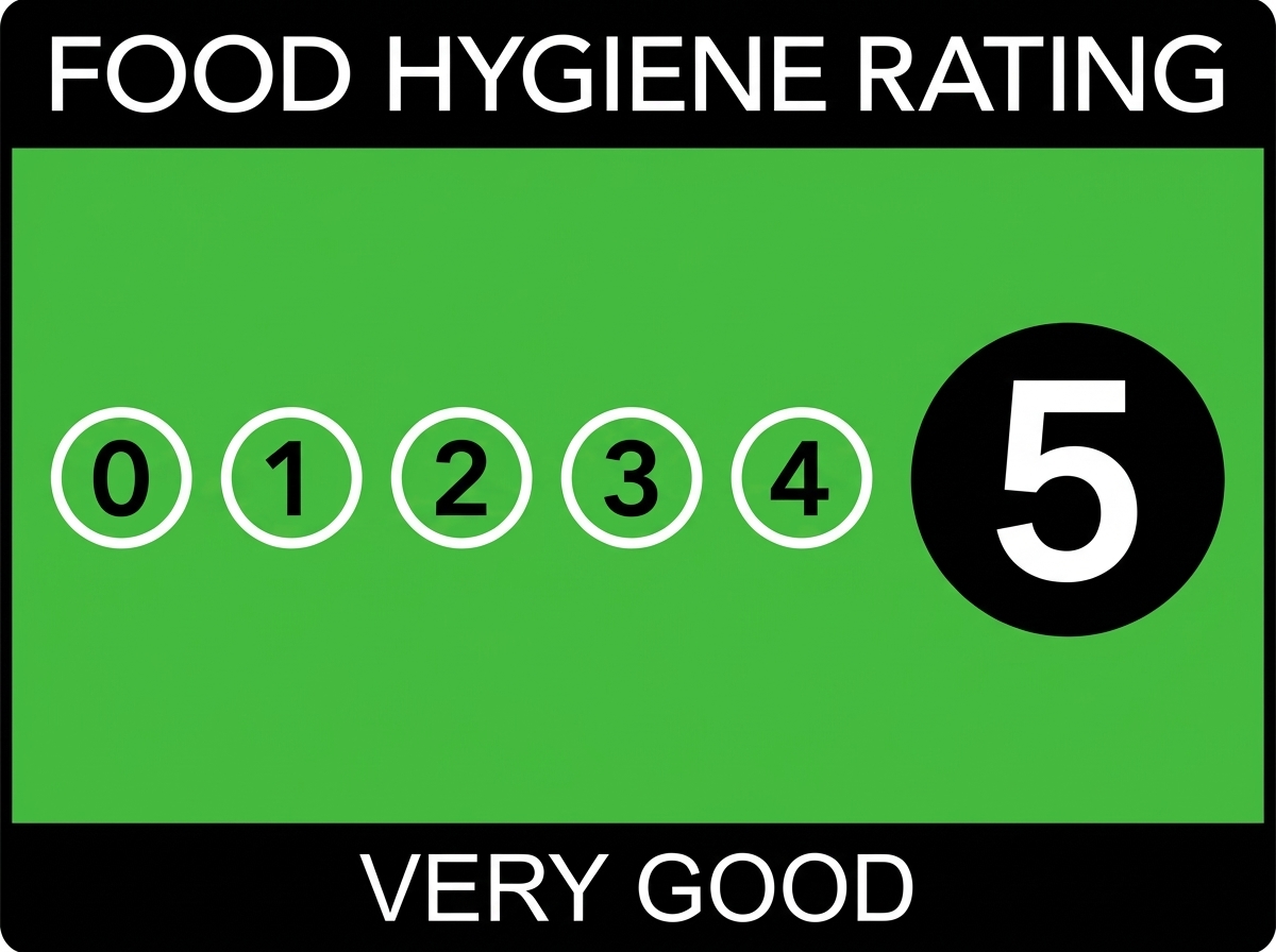 5 Star Food Hygiene Rating awarded by the Food Standards Agency